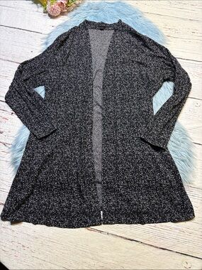 J. Jill Open-Front Black & White Marled Women's Cardigan Sweater sz XL